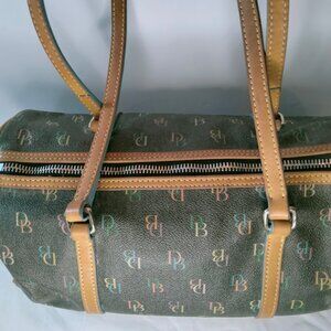 Dooney & Bourke Vintage Y2K Barrel Multicolor DB Monogram Handbag.